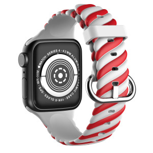 Silikonový řemínek TWIST pro Apple Watch červeno-bílý 38/40/41 mm