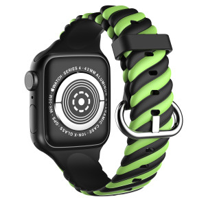 Silikonový řemínek TWIST pro Apple Watch černo-zelený 38/40/41 mm