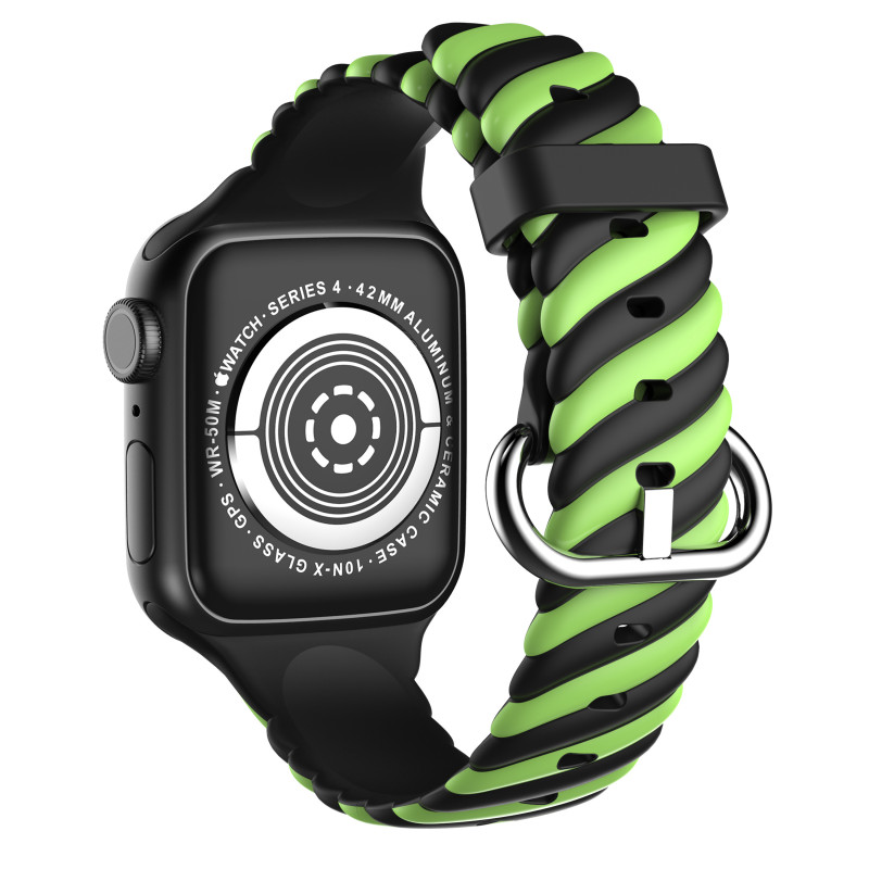 Silikonový řemínek TWISTpro Apple Watch černo-zelený 42/44/45 mm
