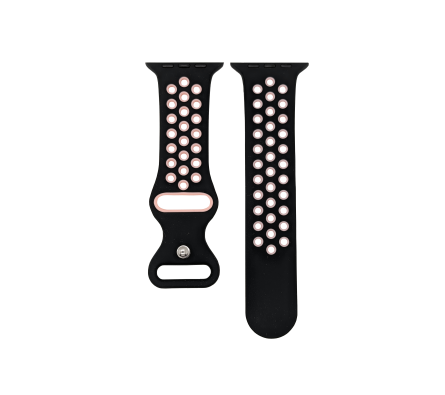 Silikonový řemínek pro Apple Watch černo-růžový S 42/44/45 mm