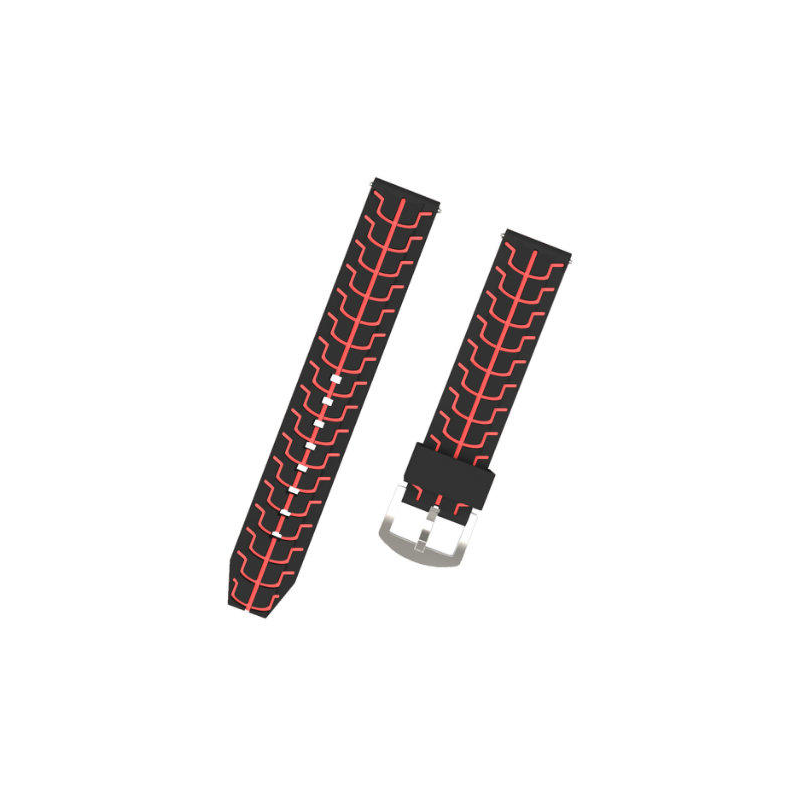 Silikonový řemínek RibFlex černo-červený 22 mm