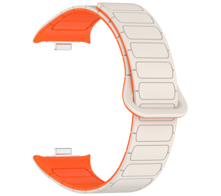Silikonový řemínek Magnetica bílo-oranžový pro Xiaomi Redmi 4 a Xiomi Smart Band 8,9 Pro