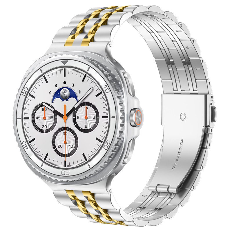 Kovový řemínek PERFECTION stříbrno-zlatý pro Samsung Galaxy Watch 8