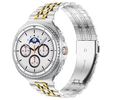 Kovový řemínek PERFECTION stříbrno-zlatý pro Samsung Galaxy Watch 8